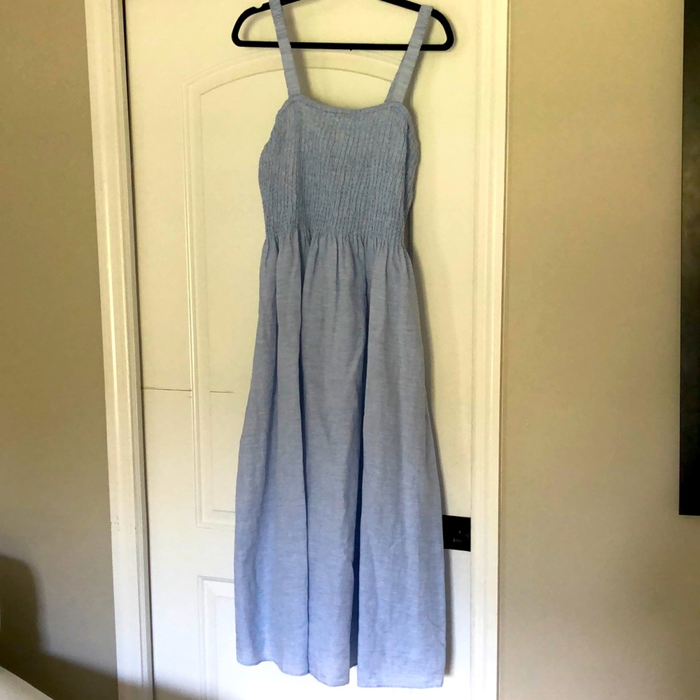 JCrew blue Linen/Cotton Midi Dress NWOT size XL